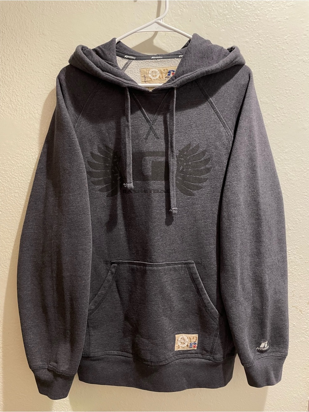 Russell Athletic 1902 Varsity Heritage Charcoal Gray Wings Hoodie Mens Small S